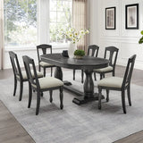 table+6 chairs, a 94.06 inch expandable wooden dining table, and six cushioned dining chairs