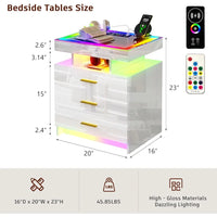 Bedroom Furniture Glass With Touch Screen Bedside Table RGB LED Bedside Table