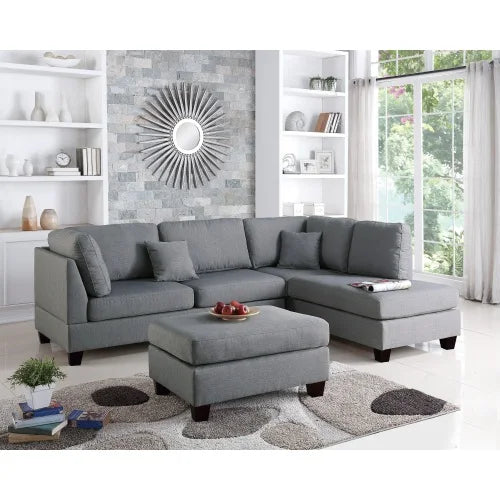 modern style3-piece living room furniture set for 6-8 people,with five pillows and three throw pillows