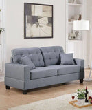 Living Room Furniture Sofa Grey Polyfiber Tufted Sofa Loveseat w Pillows Cushion Couch