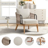 EBELLO 2PCS Living Room Casual Wooden Hand Braided Rope Armchair