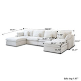 Modular Sectional Sofa for Living Room 160" Cloud Couch Down Filled U Shaped Couch with Ottoman Modern