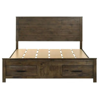 Rustic Golden Brown Eastern King Storage Bed with Drawers