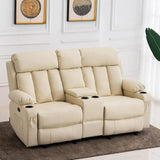 White Loveseat Recliner with Ottoman, Heat, Massage, and Power Recline for Living Room