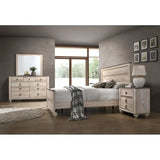 White Wash Finish 4-Piece King Bedroom Set - Bed, Dresser, Mirror, Nightstand
