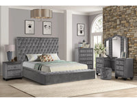 6PC Bedroom Set Modern Tufted Velvet Bedroom Set Includes Bed, Nightstand, dressing table