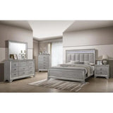 Modern King Size Panel Bed with Nightstand Set, Integrated LED Lighting, Tufted Headboard,Solid Wood