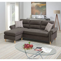 Color Polyfiber Reversible Sectional Sofa Set Chaise Pillows Plush Cushion Couch