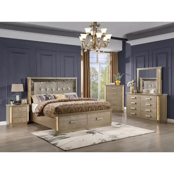 Gold Wood Bedroom Set - Medusa Inspired Stylish Design for Modern Homes