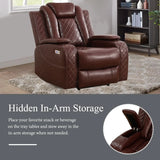 Power Recliner Sofa Set with LED, Leather Reclining Sofa Set, Living Room Furniture Set with USB