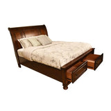 Queen 4 Piece Bedroom Set Made With Wood in Dark Walnut，For Bedoom