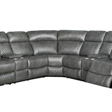 Faux Leather Curved Sectional Loveseat with Power Recliners and Storage Consoles