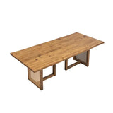rectangular wavy dining table set, one wooden dining table and six chairs, modern living room