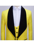 Mens 3 Piece Floral Tuxedo, Jacquard Slim Suit Set, Paisley Blazer Vest and Pants