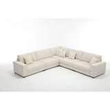 Sectional Sofa Set,Corduroy Upholstered Deep Seat Comfy Sofa Beige