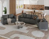 Faux Leather Fabric Modular Sectional Sofa Set with Storage, Armchair Loveseat