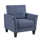 sofa set, blue soft cushion sofa, couple's chair, plush seat, solid wood living room furniture