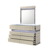 Leonor Gray Modern 5-Piece Bedroom Set with Wood Finish and LED Lighting