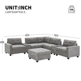 L-shaped/ U-shaped Tufted Sofa with Storage Consoles, Couch Set for Living Room