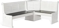 Wood Kitchen Corner Breakfast Dining Nook Set with Hidden Storage in Off White Dark Brown