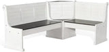 Wood Kitchen Corner Breakfast Dining Nook Set with Hidden Storage in Off White Dark Brown