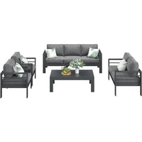 Outdoor Aluminum Furniture Set, 5 Pieces Patio Sectional Conversation