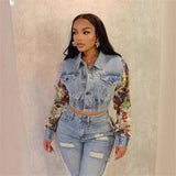 winter fashion print color matching denim jeans