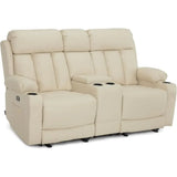 White Loveseat Recliner with Ottoman, Heat, Massage, and Power Recline for Living Room