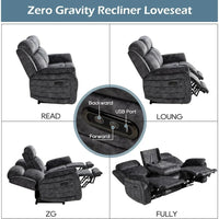 Power Reclining Living Room Set with Adjustable Headrest, Power Reclining Sofa and Loveseat Set with USB