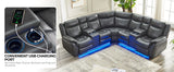 Power Recliner Sectional Sofa Couches With LED Light For Living Room, Reclining Couch Sets