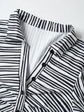 Women's Striped Two-Piece Set - Long-Sleeve Button-Down Shirt & Mini Skirt