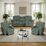 Reclining Sofa Set with Storage Console for Living Room (Green)