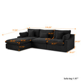 Living Room Modern Cloud Couch Down Filled L-Shaped 3Seater Couch with Ottoman