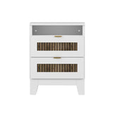 Bedroom Set, 4-Piece Collection, Platform Bed with Wooden Strip Decor, Storage Nightstand & Dresser