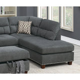 Set Sectional sofa Slate Color Velvet Fabric Reversible Chaise Sofa Sectional w Pillows