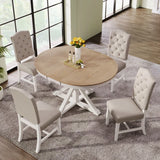 Style Dining Table Set with Extendable Table and 4 Upholstered Chairs for Dining Room