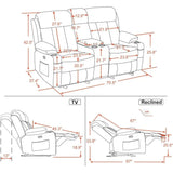 White Loveseat Recliner with Ottoman, Heat, Massage, and Power Recline for Living Room