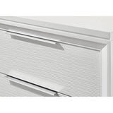 King Size Bed 2 Nightstands 3-Piece Set with Panel Bed and Upholstered LED Headboard in White Finish - Solid Wood