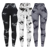 3 Piece Workout Leggings Sets for Women High Waisted Tie Dye Gym Scrunch Butt Lifting Seamless Yoga