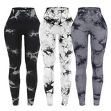 3 Piece Workout Leggings Sets for Women High Waisted Tie Dye Gym Scrunch Butt Lifting Seamless Yoga