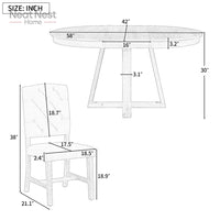 Dining Set, Round Table with a 16"W Leaf and 4 Upholstered Chairs for Dining Room and Living Room