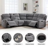 EBELLO Fabric L-Shaped Reclining Large Corner Sofa Sectional Sofa Couch for Living Room, with Padded Headrest