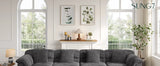 Sectional Couch with Ottoman Modern Upholstered Compressed Sofa Deep Seat, Comfy U-Shape Corduroy Couches