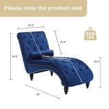 Button-Tufted Upholstered Chaise Lounge Chair with Pillow for Bedroom Living Room