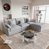Living Room Modern Cloud Couch Down Filled L-Shaped 3Seater Couch with Ottoman