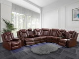 Power Recliner Sofa Sectional Couches with LED Light for Living Room,Leather Reclining