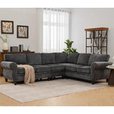 decoration and rolled armrests, living room L-shaped sofa, corner sofa, dark Gary