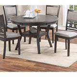 Dining 5pc Set Round Table w 4X Side Chairs Grey  For dining room, living room