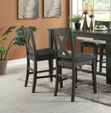 Modern Dark Brown Finish 5pc Counter Height High Dining Table w Storage Shelves 4x High Chairs Wooden