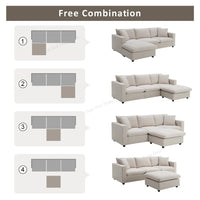 Modern Sectional Sofa, Couch Set with 2 Free pillows,4-seat Couch Set with Convertible ,Living Room